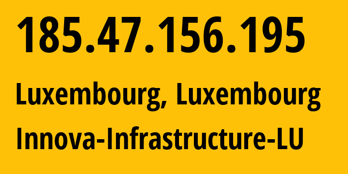 IP address 185.47.156.195 (Luxembourg, Luxembourg, Luxembourg) get location, coordinates on map, ISP provider AS51497 Innova-Infrastructure-LU // who is provider of ip address 185.47.156.195, whose IP address