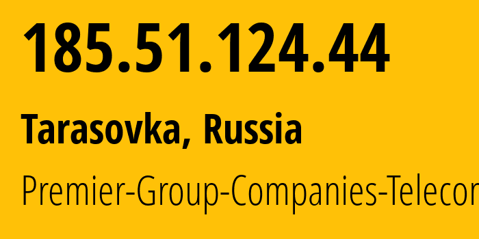 IP address 185.51.124.44 (Tarasovka, Moscow Oblast, Russia) get location, coordinates on map, ISP provider AS47258 Premier-Group-Companies-Telecom-LLC // who is provider of ip address 185.51.124.44, whose IP address