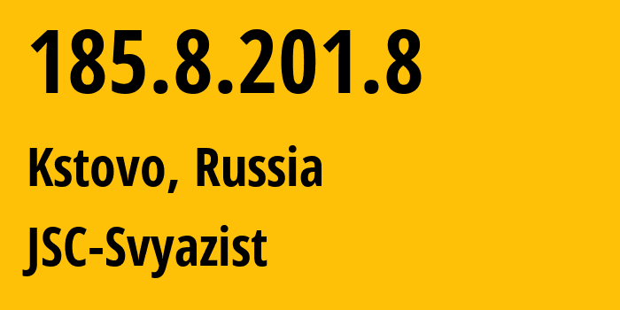 IP address 185.8.201.8 (Kstovo, Nizhny Novgorod Oblast, Russia) get location, coordinates on map, ISP provider AS31724 JSC-Svyazist // who is provider of ip address 185.8.201.8, whose IP address