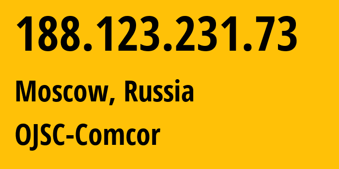 IP address 188.123.231.73 (Moscow, Moscow, Russia) get location, coordinates on map, ISP provider AS15582 OJSC-Comcor // who is provider of ip address 188.123.231.73, whose IP address