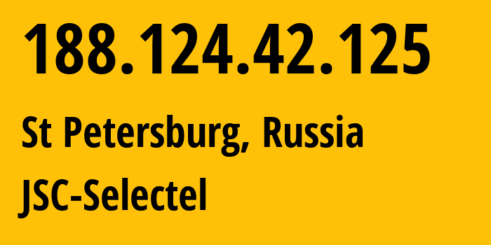 IP address 188.124.42.125 (St Petersburg, St.-Petersburg, Russia) get location, coordinates on map, ISP provider AS49505 JSC-Selectel // who is provider of ip address 188.124.42.125, whose IP address