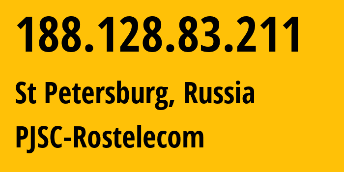 IP address 188.128.83.211 (St Petersburg, St.-Petersburg, Russia) get location, coordinates on map, ISP provider AS12389 PJSC-Rostelecom // who is provider of ip address 188.128.83.211, whose IP address