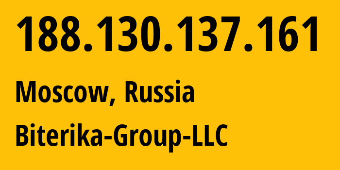 IP address 188.130.137.161 (Moscow, Moscow, Russia) get location, coordinates on map, ISP provider AS35048 Biterika-Group-LLC // who is provider of ip address 188.130.137.161, whose IP address