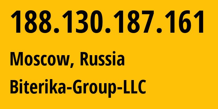 IP address 188.130.187.161 (Moscow, Moscow, Russia) get location, coordinates on map, ISP provider AS35048 Biterika-Group-LLC // who is provider of ip address 188.130.187.161, whose IP address