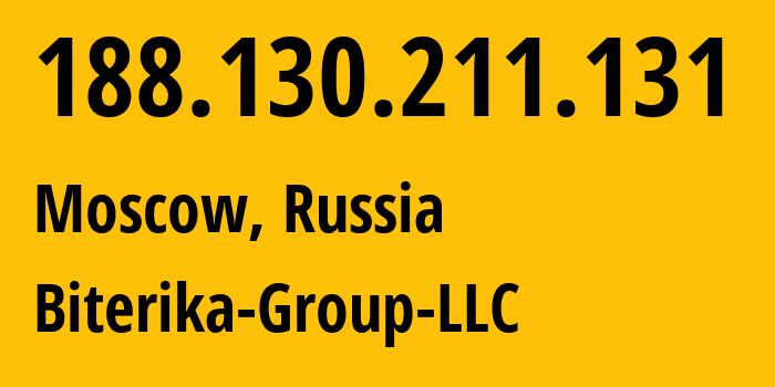 IP-адрес 188.130.211.131 (Москва, Москва, Россия) определить местоположение, координаты на карте, ISP провайдер AS35048 Biterika-Group-LLC // кто провайдер айпи-адреса 188.130.211.131
