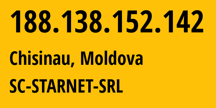 IP-адрес 188.138.152.142 (Кишинёв, Кишинёв, Молдавия) определить местоположение, координаты на карте, ISP провайдер AS31252 SC-STARNET-SRL // кто провайдер айпи-адреса 188.138.152.142