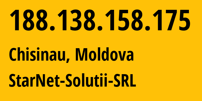 IP address 188.138.158.175 (Chisinau, Chișinău Municipality, Moldova) get location, coordinates on map, ISP provider AS31252 StarNet-Solutii-SRL // who is provider of ip address 188.138.158.175, whose IP address