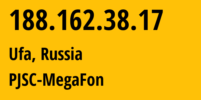 IP address 188.162.38.17 (Samara, Samara Oblast, Russia) get location, coordinates on map, ISP provider AS31133 PJSC-MegaFon // who is provider of ip address 188.162.38.17, whose IP address