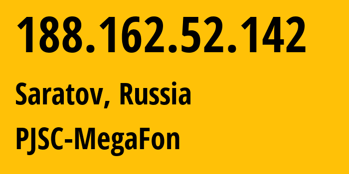 IP address 188.162.52.142 (Samara, Samara Oblast, Russia) get location, coordinates on map, ISP provider AS31133 PJSC-MegaFon // who is provider of ip address 188.162.52.142, whose IP address