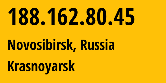 IP-адрес 188.162.80.45 (Новосибирск, Новосибирская Область, Россия) определить местоположение, координаты на карте, ISP провайдер AS31133 Krasnoyarsk // кто провайдер айпи-адреса 188.162.80.45