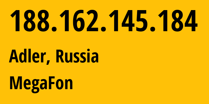 IP address 188.162.145.184 (Adler, Krasnodar Krai, Russia) get location, coordinates on map, ISP provider AS31163 MegaFon // who is provider of ip address 188.162.145.184, whose IP address