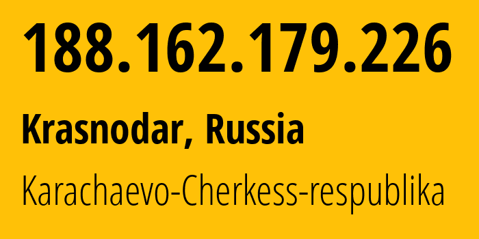 IP-адрес 188.162.179.226 (Краснодар, Краснодарский край, Россия) определить местоположение, координаты на карте, ISP провайдер AS31163 Karachaevo-Cherkess-respublika // кто провайдер айпи-адреса 188.162.179.226