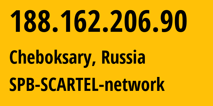 IP address 188.162.206.90 (Cheboksary, Chuvash Republic, Russia) get location, coordinates on map, ISP provider AS31133 SPB-SCARTEL-network // who is provider of ip address 188.162.206.90, whose IP address