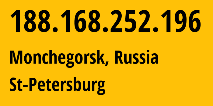 IP-адрес 188.168.252.196 (Мончегорск, Мурманская Область, Россия) определить местоположение, координаты на карте, ISP провайдер AS15774 St-Petersburg // кто провайдер айпи-адреса 188.168.252.196