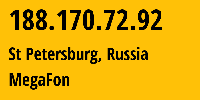 IP-адрес 188.170.72.92 (Санкт-Петербург, Санкт-Петербург, Россия) определить местоположение, координаты на карте, ISP провайдер AS31213 MegaFon // кто провайдер айпи-адреса 188.170.72.92