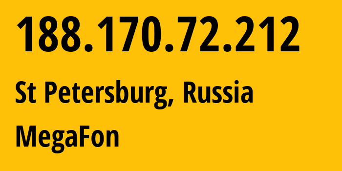 IP-адрес 188.170.72.212 (Санкт-Петербург, Санкт-Петербург, Россия) определить местоположение, координаты на карте, ISP провайдер AS31213 MegaFon // кто провайдер айпи-адреса 188.170.72.212