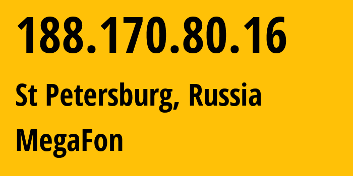IP-адрес 188.170.80.16 (Санкт-Петербург, Санкт-Петербург, Россия) определить местоположение, координаты на карте, ISP провайдер AS31213 MegaFon // кто провайдер айпи-адреса 188.170.80.16