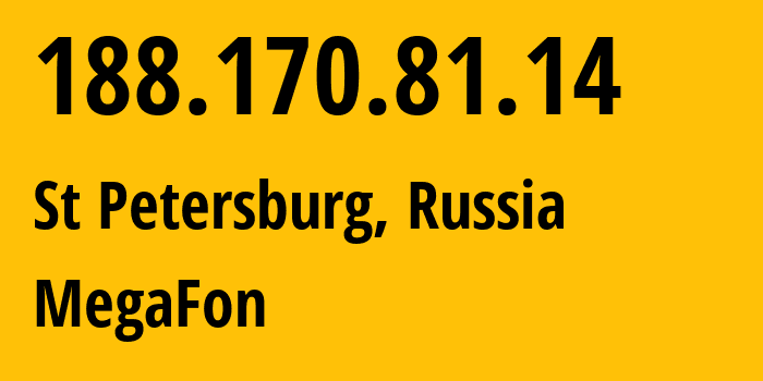 IP-адрес 188.170.81.14 (Санкт-Петербург, Санкт-Петербург, Россия) определить местоположение, координаты на карте, ISP провайдер AS31213 MegaFon // кто провайдер айпи-адреса 188.170.81.14