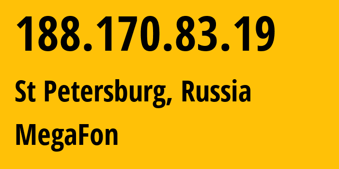 IP-адрес 188.170.83.19 (Санкт-Петербург, Санкт-Петербург, Россия) определить местоположение, координаты на карте, ISP провайдер AS31213 MegaFon // кто провайдер айпи-адреса 188.170.83.19