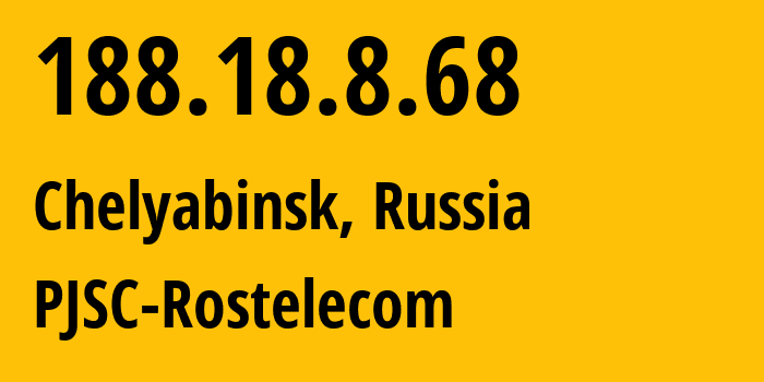 IP address 188.18.8.68 (Yekaterinburg, Sverdlovsk Oblast, Russia) get location, coordinates on map, ISP provider AS12389 PJSC-Rostelecom // who is provider of ip address 188.18.8.68, whose IP address