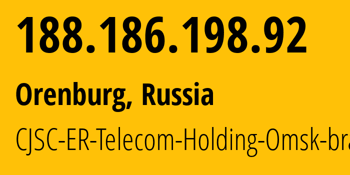 IP-адрес 188.186.198.92 (Оренбург, Оренбургская Область, Россия) определить местоположение, координаты на карте, ISP провайдер AS42683 CJSC-ER-Telecom-Holding-Omsk-branch // кто провайдер айпи-адреса 188.186.198.92