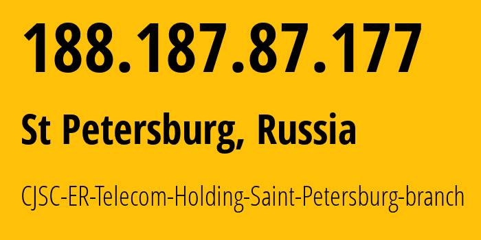 IP address 188.187.87.177 (St Petersburg, St.-Petersburg, Russia) get location, coordinates on map, ISP provider AS51570 CJSC-ER-Telecom-Holding-Saint-Petersburg-branch // who is provider of ip address 188.187.87.177, whose IP address