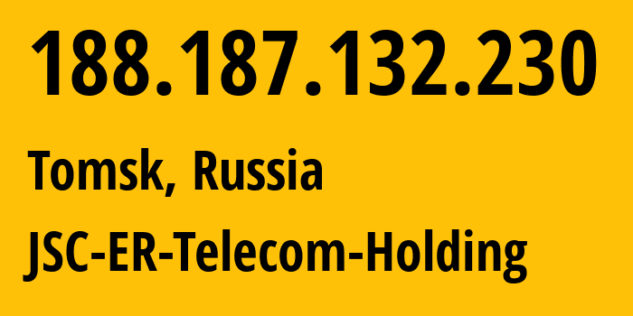 IP address 188.187.132.230 (Tomsk, Tomsk Oblast, Russia) get location, coordinates on map, ISP provider AS56981 JSC-ER-Telecom-Holding // who is provider of ip address 188.187.132.230, whose IP address