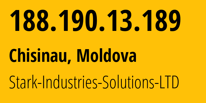 IP address 188.190.13.189 (Chisinau, Chișinău Municipality, Moldova) get location, coordinates on map, ISP provider AS44477 Stark-Industries-Solutions-LTD // who is provider of ip address 188.190.13.189, whose IP address