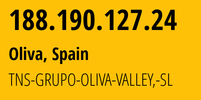 IP address 188.190.127.24 (Oliva, Valencia, Spain) get location, coordinates on map, ISP provider AS207294 TNS-GRUPO-OLIVA-VALLEY,-SL // who is provider of ip address 188.190.127.24, whose IP address