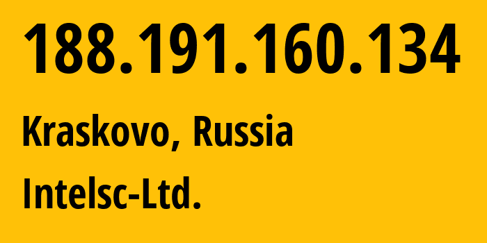 IP address 188.191.160.134 (Moscow, Moscow, Russia) get location, coordinates on map, ISP provider AS50577 Intelsc-Ltd. // who is provider of ip address 188.191.160.134, whose IP address