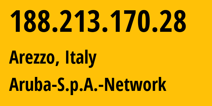 IP address 188.213.170.28 (Arezzo, Tuscany, Italy) get location, coordinates on map, ISP provider AS31034 Aruba-S.p.A.-Network // who is provider of ip address 188.213.170.28, whose IP address