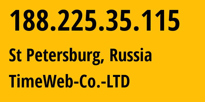 IP-адрес 188.225.35.115 (Санкт-Петербург, Санкт-Петербург, Россия) определить местоположение, координаты на карте, ISP провайдер AS9123 TimeWeb-Co.-LTD // кто провайдер айпи-адреса 188.225.35.115