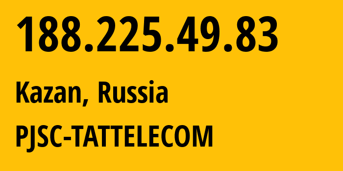 IP-адрес 188.225.49.83 (Казань, Татарстан, Россия) определить местоположение, координаты на карте, ISP провайдер AS28840 PJSC-TATTELECOM // кто провайдер айпи-адреса 188.225.49.83