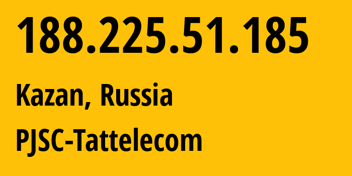 IP address 188.225.51.185 (Kazan, Tatarstan Republic, Russia) get location, coordinates on map, ISP provider AS28840 PJSC-Tattelecom // who is provider of ip address 188.225.51.185, whose IP address