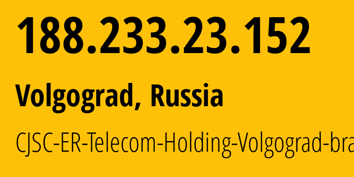 IP address 188.233.23.152 (Volgograd, Volgograd Oblast, Russia) get location, coordinates on map, ISP provider AS39435 CJSC-ER-Telecom-Holding-Volgograd-branch // who is provider of ip address 188.233.23.152, whose IP address