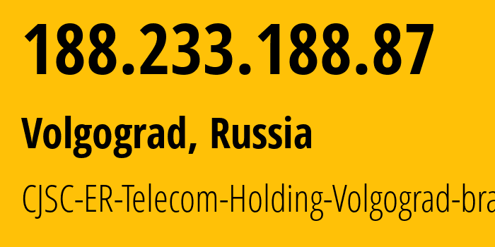 IP address 188.233.188.87 (Volgograd, Volgograd Oblast, Russia) get location, coordinates on map, ISP provider AS39435 CJSC-ER-Telecom-Holding-Volgograd-branch // who is provider of ip address 188.233.188.87, whose IP address