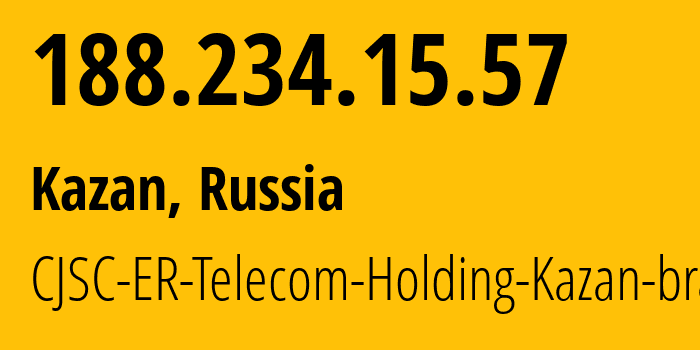 IP-адрес 188.234.15.57 (Казань, Татарстан, Россия) определить местоположение, координаты на карте, ISP провайдер AS41668 CJSC-ER-Telecom-Holding-Kazan-branch // кто провайдер айпи-адреса 188.234.15.57