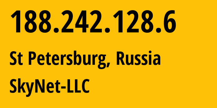 IP-адрес 188.242.128.6 (Санкт-Петербург, Санкт-Петербург, Россия) определить местоположение, координаты на карте, ISP провайдер AS35807 SkyNet-LLC // кто провайдер айпи-адреса 188.242.128.6