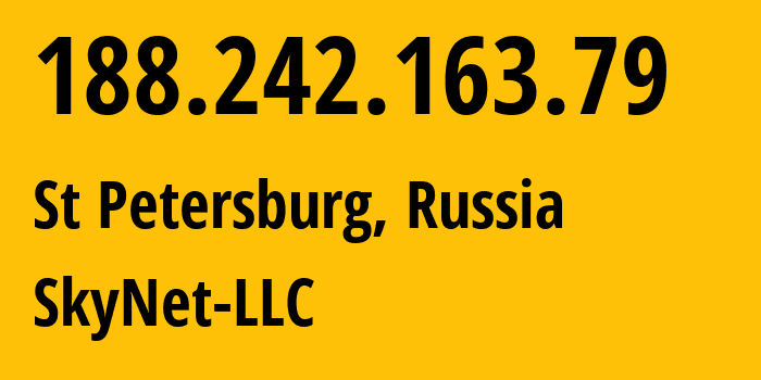 IP-адрес 188.242.163.79 (Санкт-Петербург, Санкт-Петербург, Россия) определить местоположение, координаты на карте, ISP провайдер AS35807 SkyNet-LLC // кто провайдер айпи-адреса 188.242.163.79