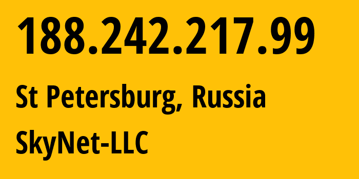 IP-адрес 188.242.217.99 (Санкт-Петербург, Санкт-Петербург, Россия) определить местоположение, координаты на карте, ISP провайдер AS35807 SkyNet-LLC // кто провайдер айпи-адреса 188.242.217.99