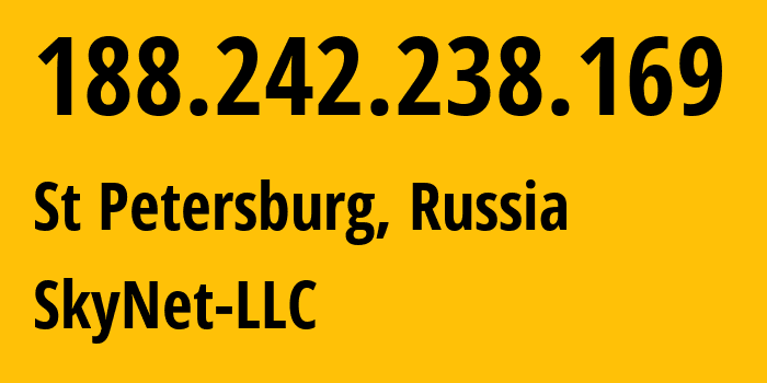 IP-адрес 188.242.238.169 (Санкт-Петербург, Санкт-Петербург, Россия) определить местоположение, координаты на карте, ISP провайдер AS35807 SkyNet-LLC // кто провайдер айпи-адреса 188.242.238.169