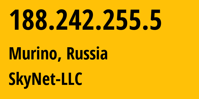 IP-адрес 188.242.255.5 (Мурино, Ленинградская область, Россия) определить местоположение, координаты на карте, ISP провайдер AS35807 SkyNet-LLC // кто провайдер айпи-адреса 188.242.255.5