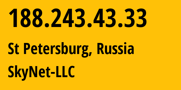 IP address 188.243.43.33 get location, coordinates on map, ISP provider AS35807 SkyNet-LLC // who is provider of ip address 188.243.43.33, whose IP address