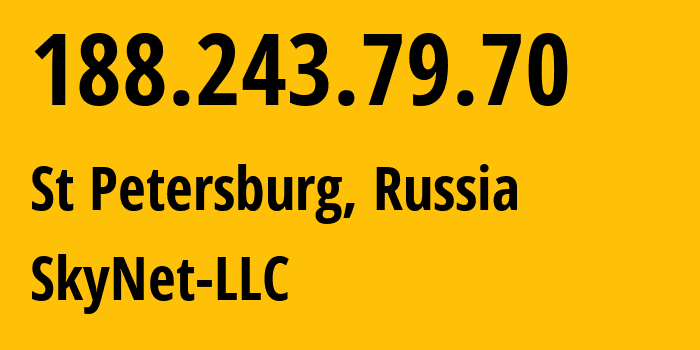 IP address 188.243.79.70 (St Petersburg, St.-Petersburg, Russia) get location, coordinates on map, ISP provider AS35807 SkyNet-LLC // who is provider of ip address 188.243.79.70, whose IP address