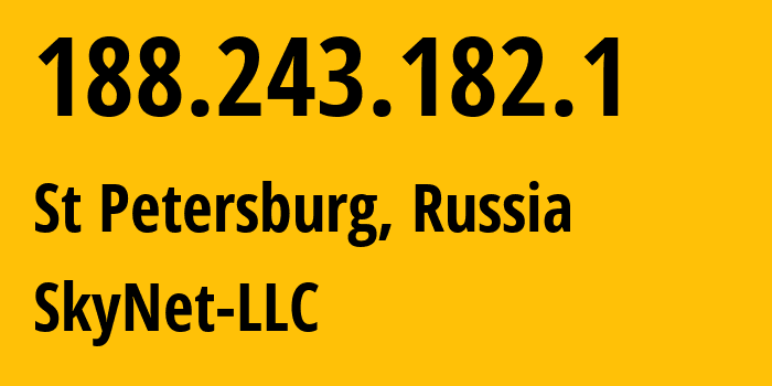 IP address 188.243.182.1 (St Petersburg, St.-Petersburg, Russia) get location, coordinates on map, ISP provider AS35807 SkyNet-LLC // who is provider of ip address 188.243.182.1, whose IP address