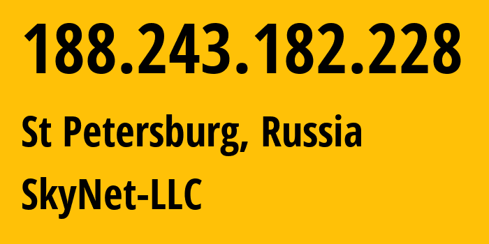 IP-адрес 188.243.182.228 (Санкт-Петербург, Санкт-Петербург, Россия) определить местоположение, координаты на карте, ISP провайдер AS35807 SkyNet-LLC // кто провайдер айпи-адреса 188.243.182.228