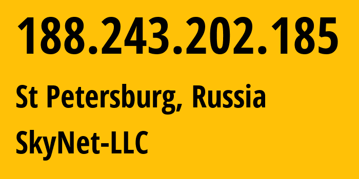 IP-адрес 188.243.202.185 (Санкт-Петербург, Санкт-Петербург, Россия) определить местоположение, координаты на карте, ISP провайдер AS35807 SkyNet-LLC // кто провайдер айпи-адреса 188.243.202.185