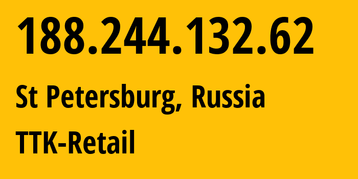 IP address 188.244.132.62 (St Petersburg, St.-Petersburg, Russia) get location, coordinates on map, ISP provider AS15774 TTK-Retail // who is provider of ip address 188.244.132.62, whose IP address