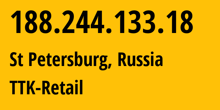 IP address 188.244.133.18 (St Petersburg, St.-Petersburg, Russia) get location, coordinates on map, ISP provider AS15774 TTK-Retail // who is provider of ip address 188.244.133.18, whose IP address