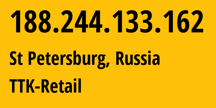 IP address 188.244.133.162 (St Petersburg, St.-Petersburg, Russia) get location, coordinates on map, ISP provider AS15774 TTK-Retail // who is provider of ip address 188.244.133.162, whose IP address